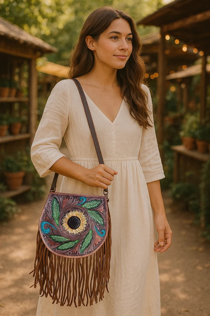 Alula Leather Hobo Bag for Women – Western Tassel Fringe Purse