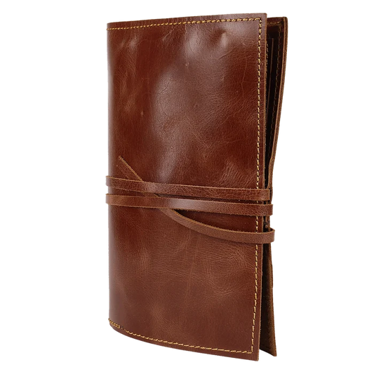 Archie Handcrafted Full-Grain Leather Pencil Roll Up Case for Men Women