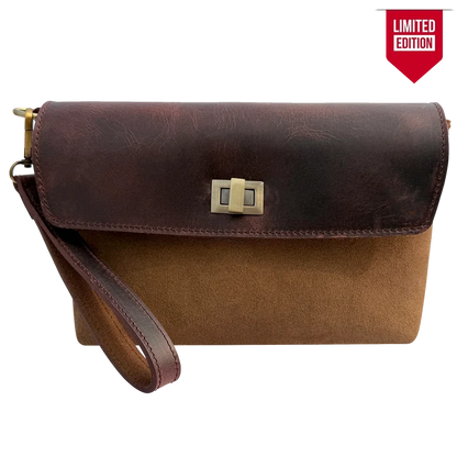 Ariel Full-Grain Leather & Suede Wristlet Travel Clutch Purse for Women