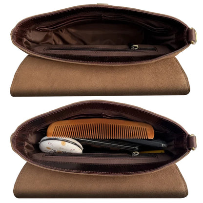 Ariel Full-Grain Leather & Suede Wristlet Travel Clutch Purse for Women