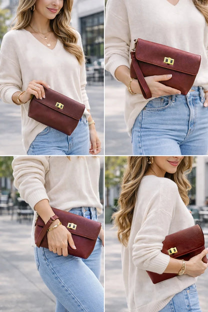 Ariel Leather Wristlet Wallet Travel Clutch Purse for Women