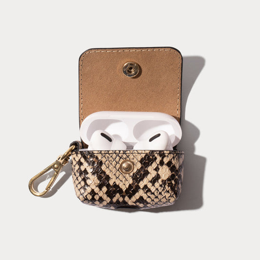 Avery AirPods Clip-On Pouch - Grey Snake/Gold