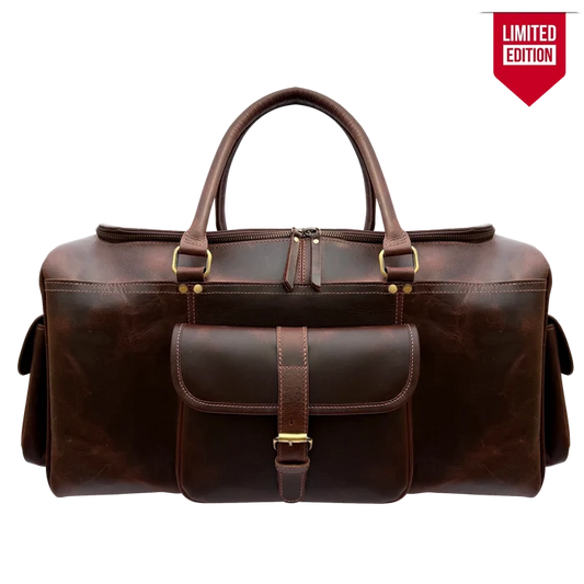 Aviator Rugged Leather Duffle Bag for Men | Full-Grain Buffalo Adventure Gear