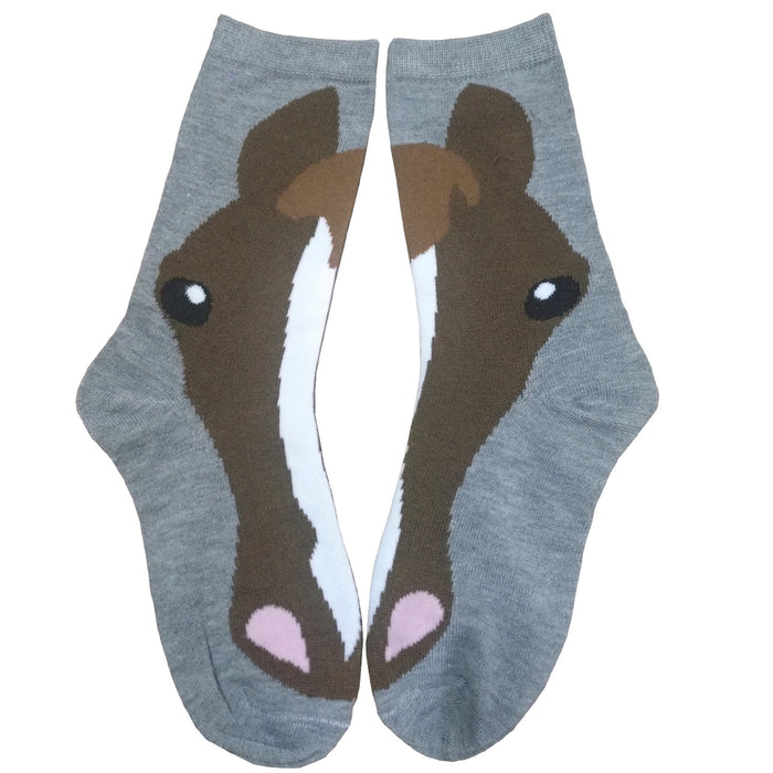 AWST Int'l Ladies'  Horse Face Crew Socks- 3-Pack - Breeches.com