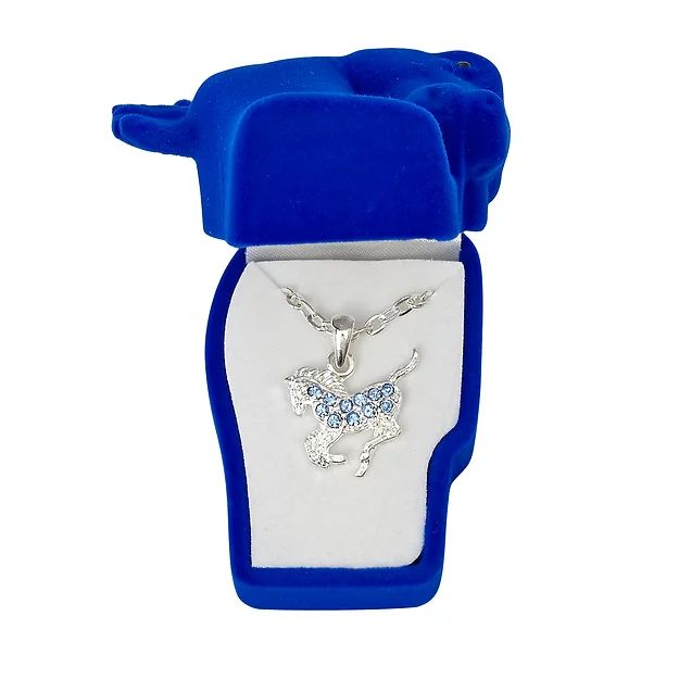 AWST Int'l Aqua Precious Pony Necklace w/Aqua Horse Head Gift Box - Breeches.com