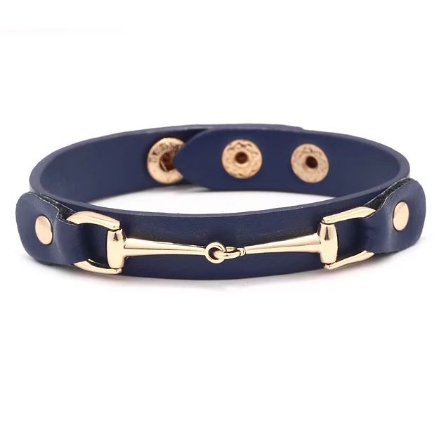AWST Int'l Vegan Leather Bracelet w/Gold Tone Snaffle Bit - Breeches.com