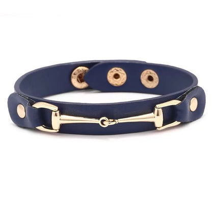 AWST Int'l Vegan Leather Bracelet w/Gold Tone Snaffle Bit - Breeches.com