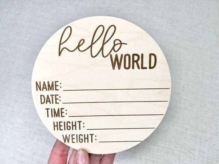 Baby Birth Announcement - Hello World Birth Stats Sign