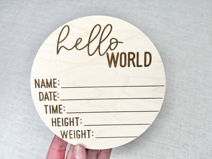 Baby Birth Announcement - Hello World Birth Stats Sign