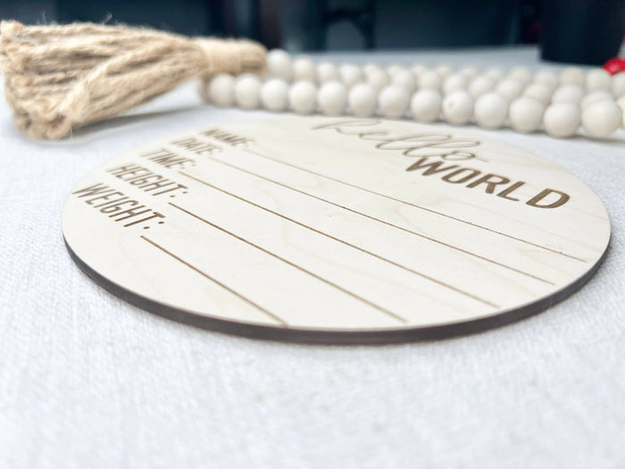 Baby Birth Announcement - Hello World Birth Stats Sign
