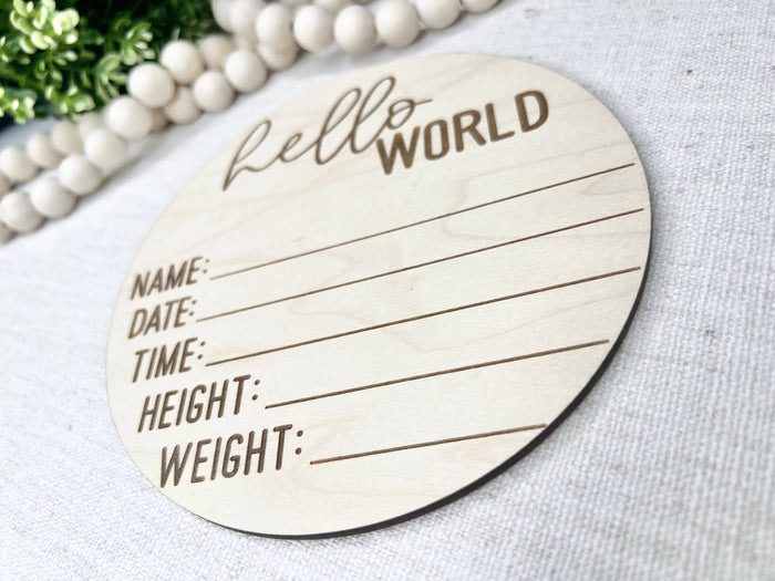 Baby Birth Announcement - Hello World Birth Stats Sign