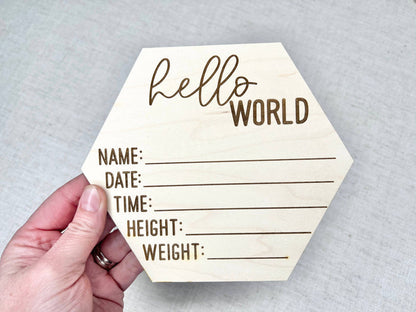 Baby Birth Announcement - Hello World Birth Stats Sign