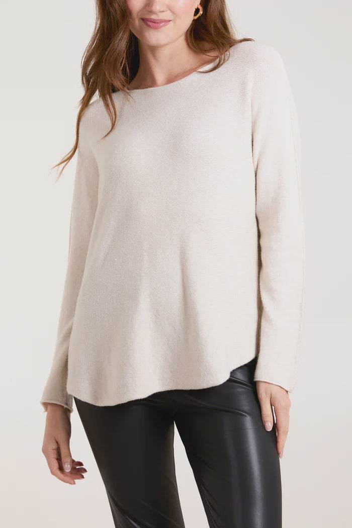 Beatrice Boat Neck Raw Edge Jumper