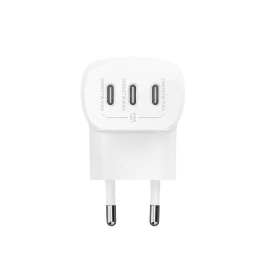 Belkin Wall Charger With PPS, 67Watts, Triple USB-C Ports PD, 25W & 20W & 20W, White