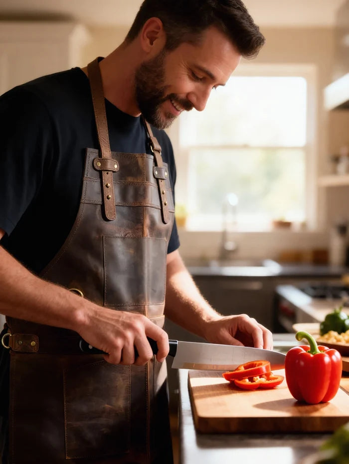 Bennett Premium Leather Apron for Men - Heavy Duty Workshop Grade