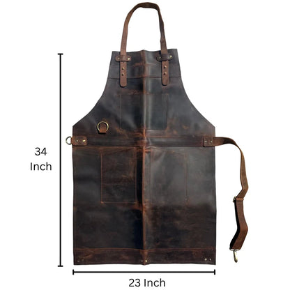 Bennett Premium Leather Apron for Men - Heavy Duty Workshop Grade