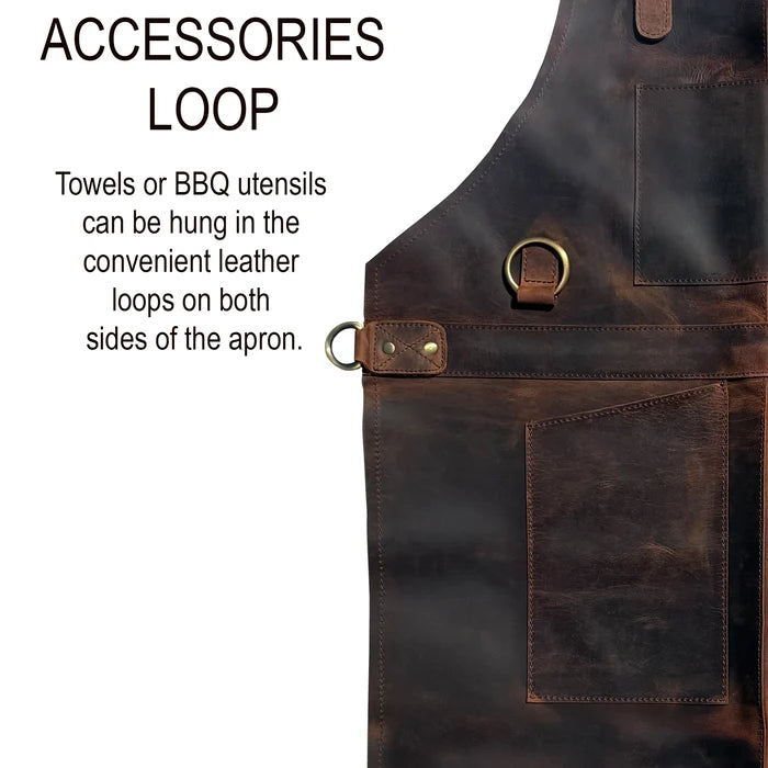 Bennett Premium Leather Apron for Men - Heavy Duty Workshop Grade