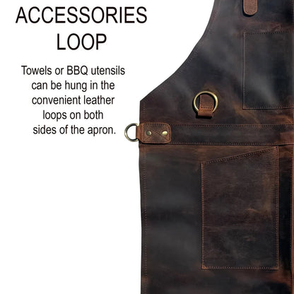 Bennett Premium Leather Apron for Men - Heavy Duty Workshop Grade