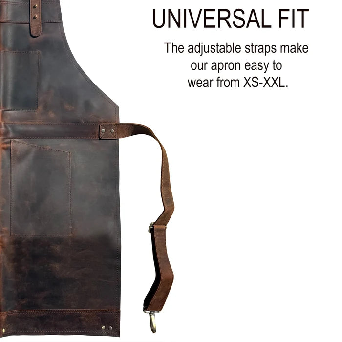 Bennett Premium Leather Apron for Men - Heavy Duty Workshop Grade