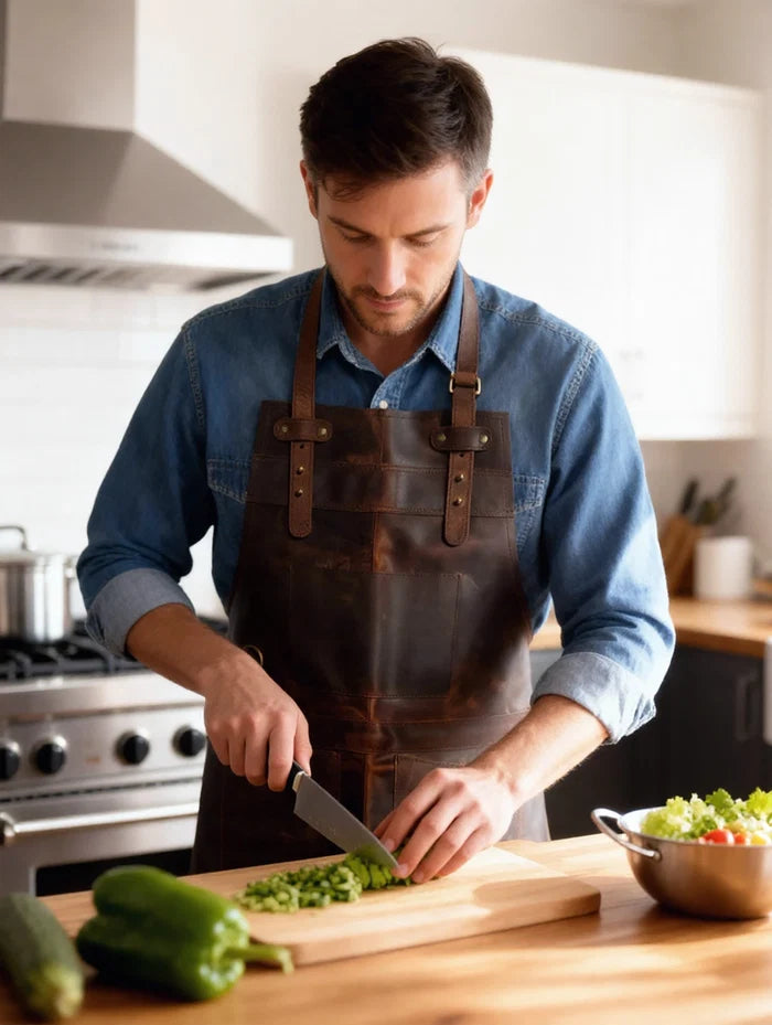 Bennett Premium Leather Apron for Men - Heavy Duty Workshop Grade