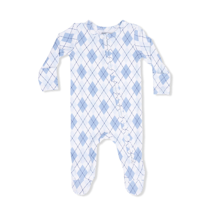 Blue Argyle - 2 Way Zipper Footie