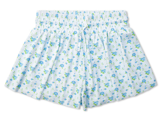 Blue Floral Butterfly Shorts (Youth Large (14))