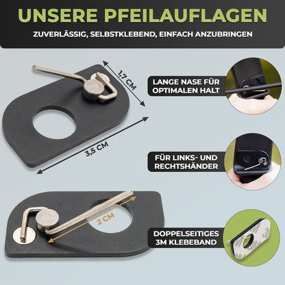 BOWRILLA 6 Stk. magnetische Pfeilauflage aus Edelstahl, universell und selbstklebend
