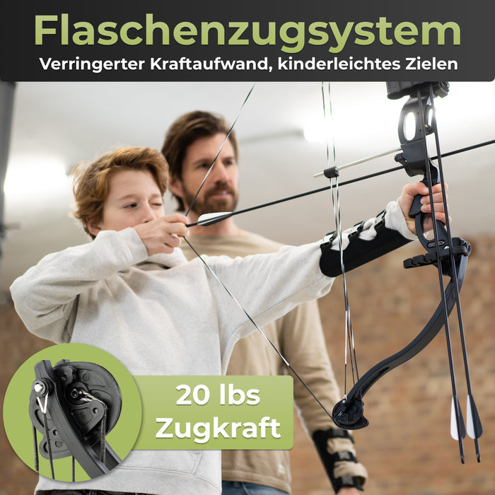 BOWRILLA Compoundbogen Einsteiger - Starter Set - 15-29 lbs - 34 Zoll