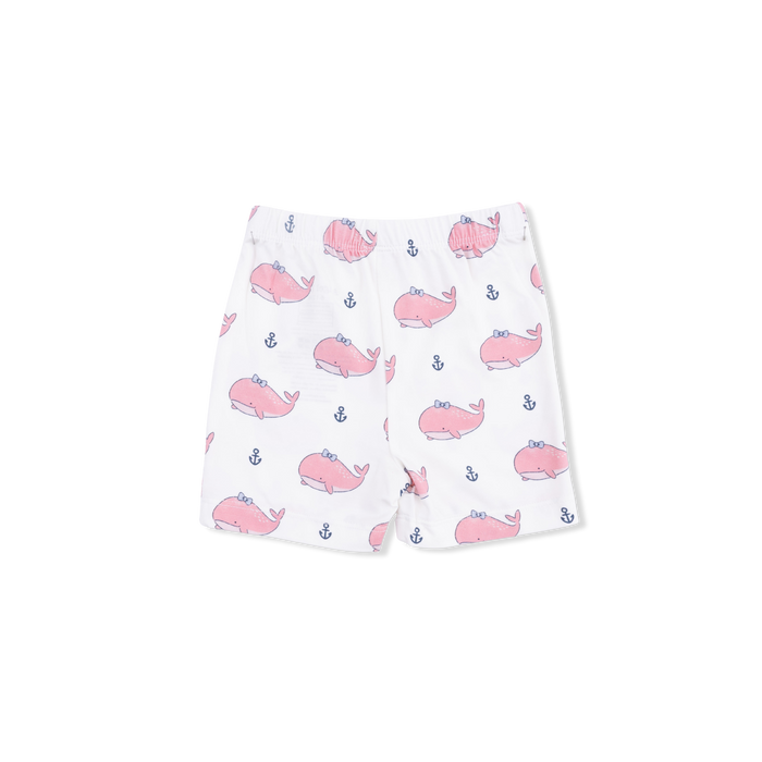 Bubbly Whale with Bow  Pink - Loungewear Short Set