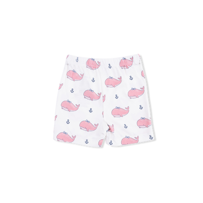Bubbly Whale with Bow  Pink - Loungewear Short Set