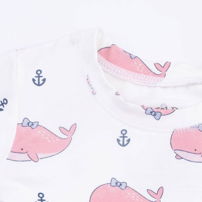 Bubbly Whale with Bow  Pink - Loungewear Short Set