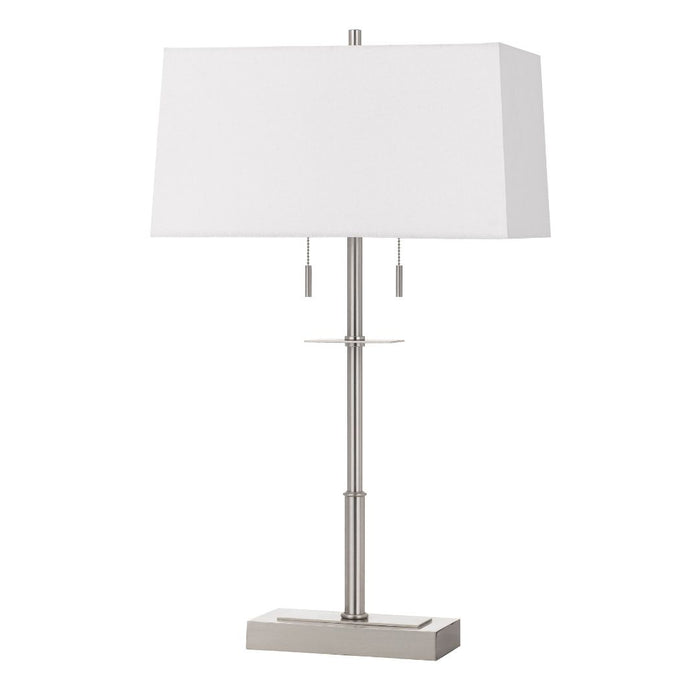 Cal Lighting Norwich 2-Light Metal Table Lamp with Fabric Shade in Brushed Steel main image.