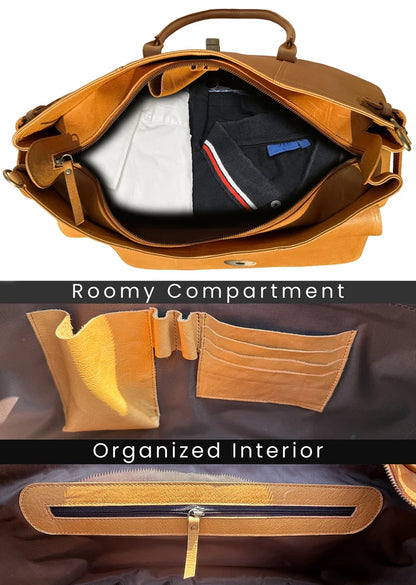 Captain Leather Duffle Bag for Men : Premium Weekender Travel Carry-on
