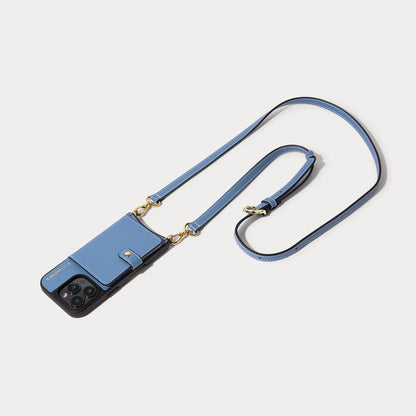 Casey Magsafe Charging Crossbody Bandolier - Dusty Blue/Gold