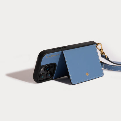 Casey Magsafe Charging Crossbody Bandolier - Dusty Blue/Gold