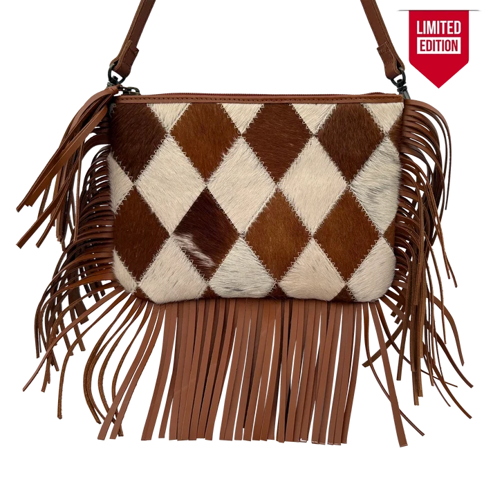 Celeste Hair-On Leather Sling Bag for Women | Western Fringe Crossbody & Clutch