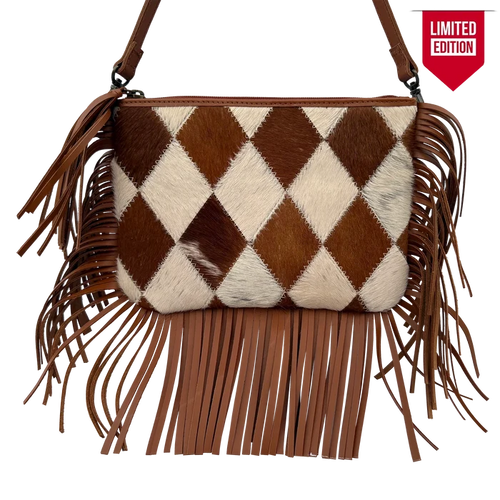 Celeste Hair-On Leather Sling Bag for Women | Western Fringe Crossbody & Clutch
