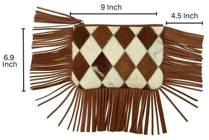 Celeste Hair-On Leather Sling Bag for Women | Western Fringe Crossbody & Clutch