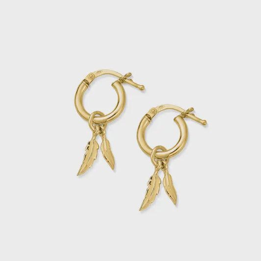 ChloBo Gold Double Feather Small Hoops