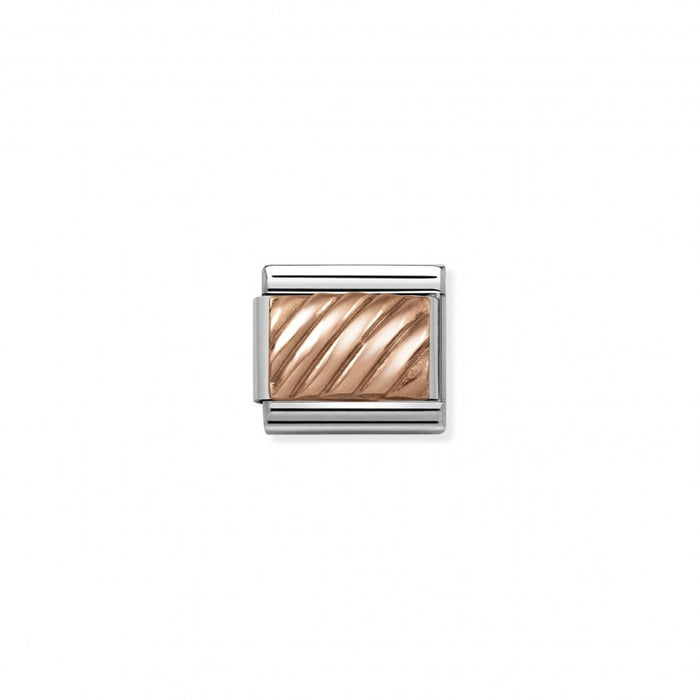 Classic Link 9K Rose Gold Striped Charm