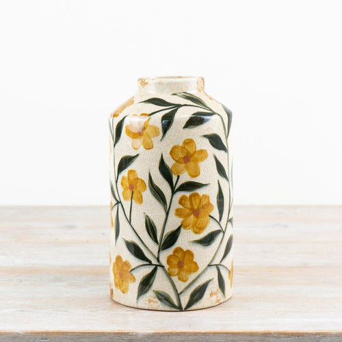 Cream Vase - Flower Detail