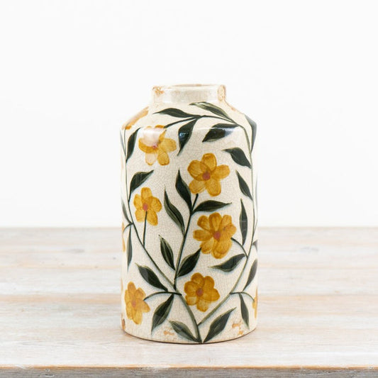 Cream Vase - Flower Detail