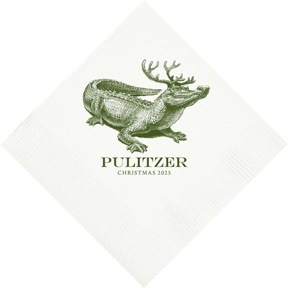 Customizable Christmas Gator Beverage Napkins