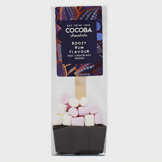 Dark Chocolate Rum Hot Chocolate Spoon with Marshmallows