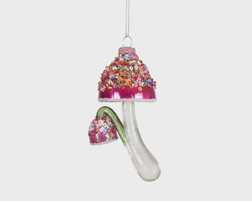 Double Toadstool Glass Hanging Decoration