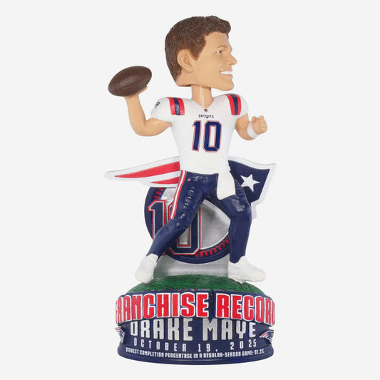 Drake Maye New England Patriots Highest Single-Game Completion Franchise Record NFL Bobblehead