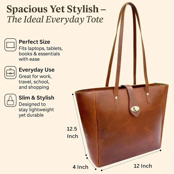 Eleanor Leather Tote Bag for Women - Classic Shoulder Bag