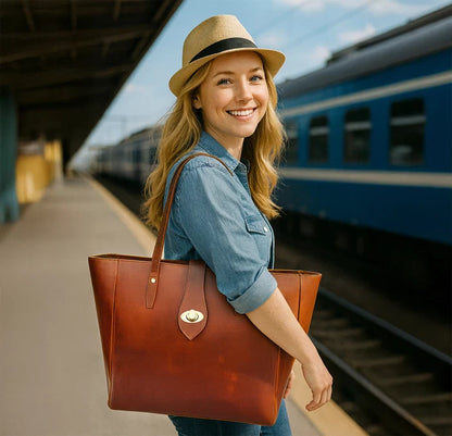 Eleanor Leather Tote Bag for Women - Classic Shoulder Bag