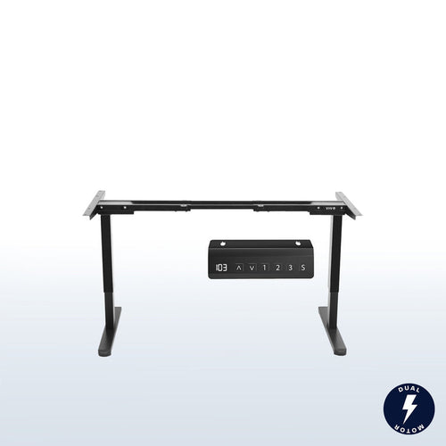 Sit or stand on demand throughout the busy day with this solid frame featuring dual thermal motors and 3-stage telescopic height adjustment.