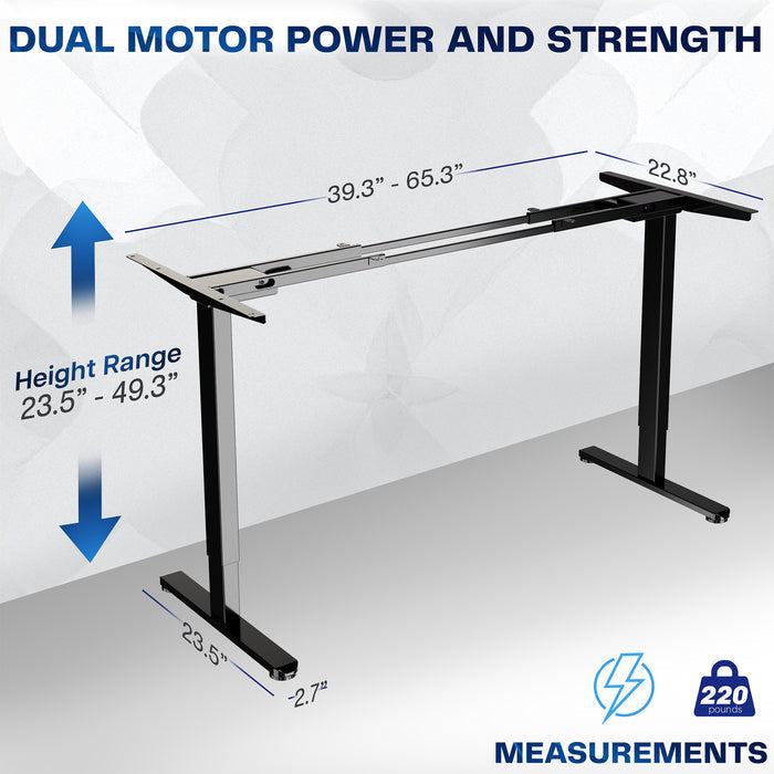 Sit or stand on demand throughout the busy day with this solid frame featuring dual thermal motors and 3-stage telescopic height adjustment.